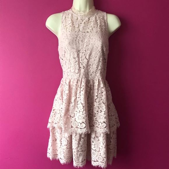 Express Dresses & Skirts - Express Pink Tiered Lace Fit And Flare Dress - 6